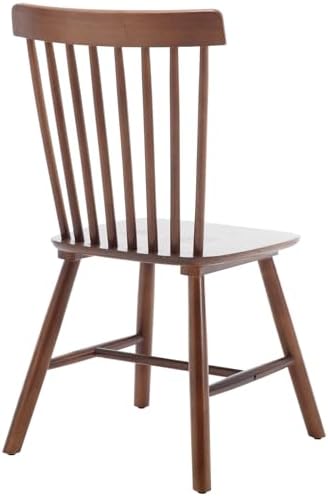 Windsor Dining Chairs Set of 2, Farmhouse Kitchen & Dining Room Chairs with Spindle Back, Comfy Armless Solid Wood Side Chair for Home/Living Room/Restaurant, Walnut Wood