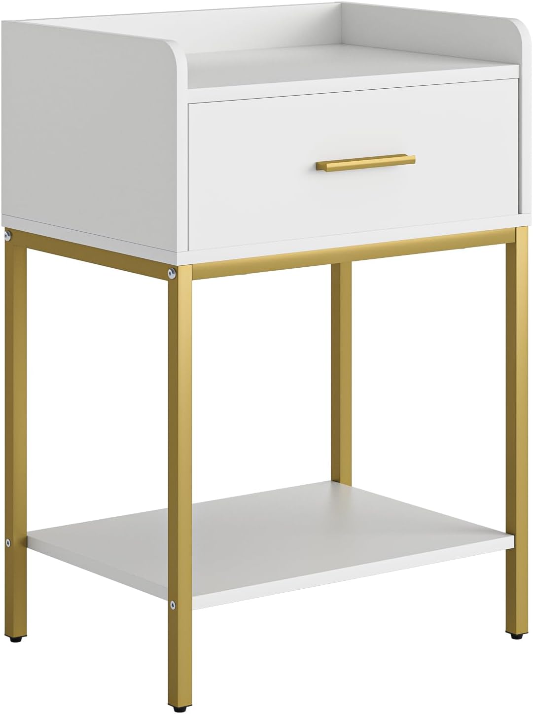 Nightstand,3-Tier Modern Night Stand,Bedside Table with Storage Drawer and Shelf,Small Side Table for Bedroom,Living Room,White