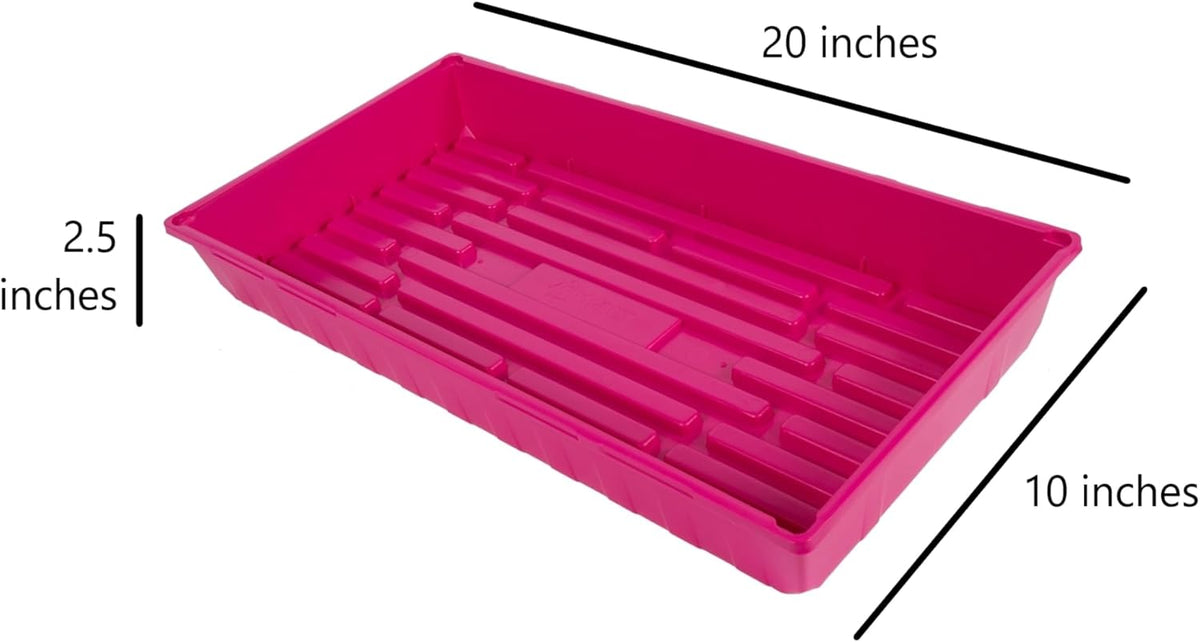 SUNPACK 10" x 20" Mega Plastic Seed Starting Tray, Magenta, 2.5" (Pack of 10) - No Drainage Holes, Ideal for Greenhouses or Indoor Gardening - Made of Thick, Strong Plastic