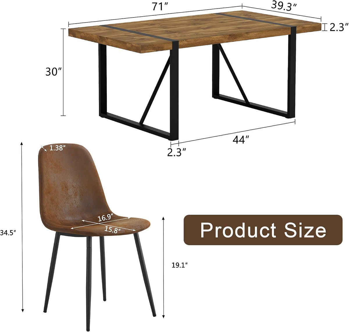 Dining Table Set for 8,Dining Room Table Set for 8,71'' Dark Wood Kitchen Table and Suede Nap Fabic Chairs Set of 8,8 Chair Dining Table Set for Kitchen Dining Room