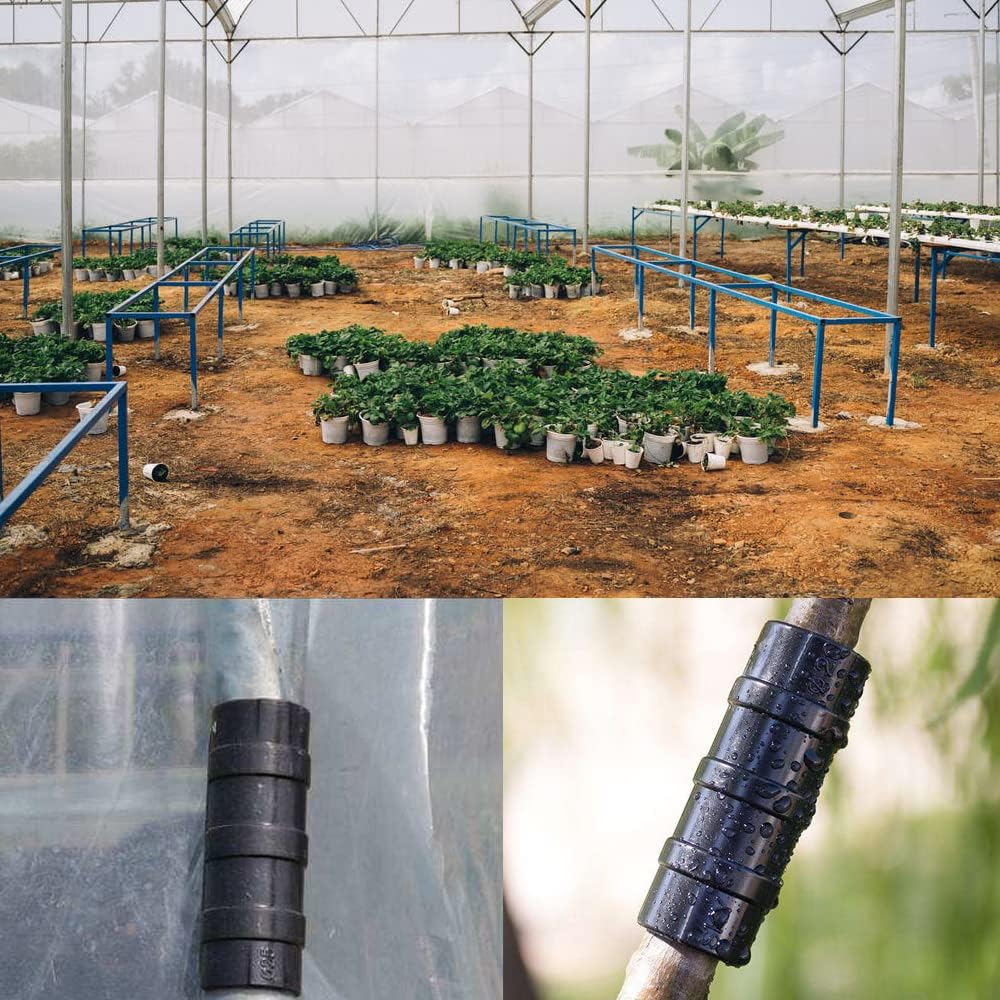 Mtsooning 32mm Greenhouse Frame Pipe Tube, 10 Pcs Plastic Garden Buildings Tube Clip, Black ABS Snap Clamp Tube Film Clip Connector for Sunshade Nets Frame Shelters Season Plant Supplies