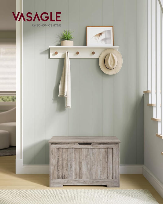 VASAGLE Storage Chest, 29.9 Inches Width Bench with 2 Safety Hinges | Shoe Bench, Farmhouse Style, for Entryway, Bedroom, Living Room, Heather Greige, SOFIE Collection ULHS011K01
