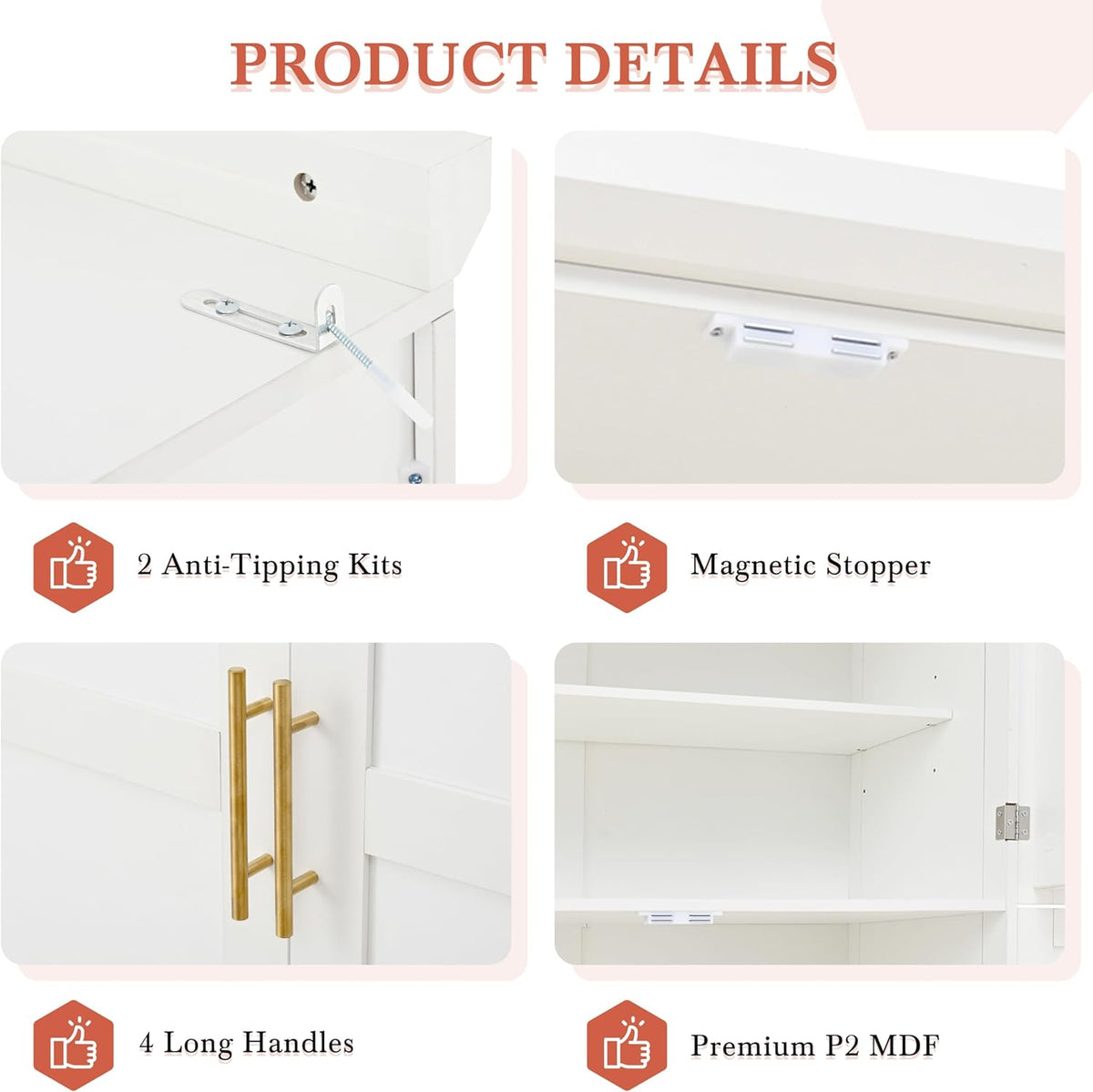 71 Inch Kitchen Pantry Cabinet with Pull-Out Trays, White | White P2 MDF, kitchen or dining room, door shelves, adjustable shelf, freestanding design, 17.6 in D, 35.5 in W