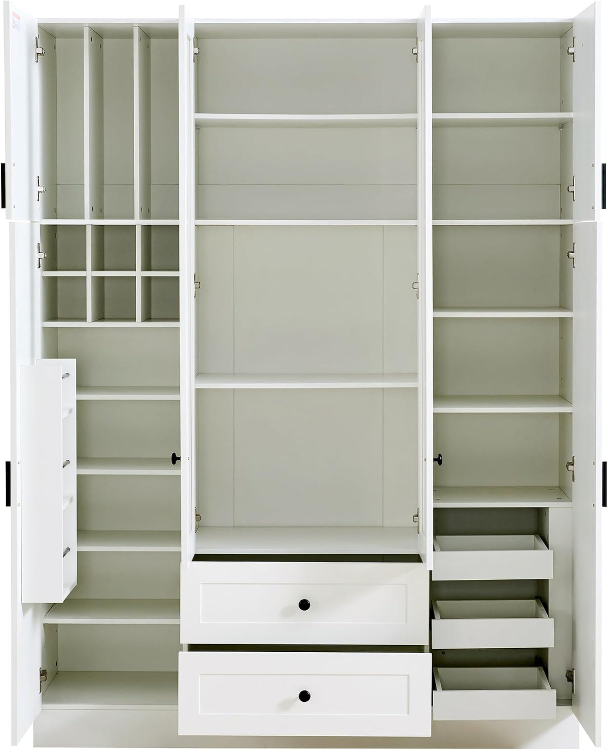 Modern Large Kitchen Pantry Organizer with Acrylic Doors, Wine Storage, and Adjustable Shelving for Ultimate Home Organization (White-M)