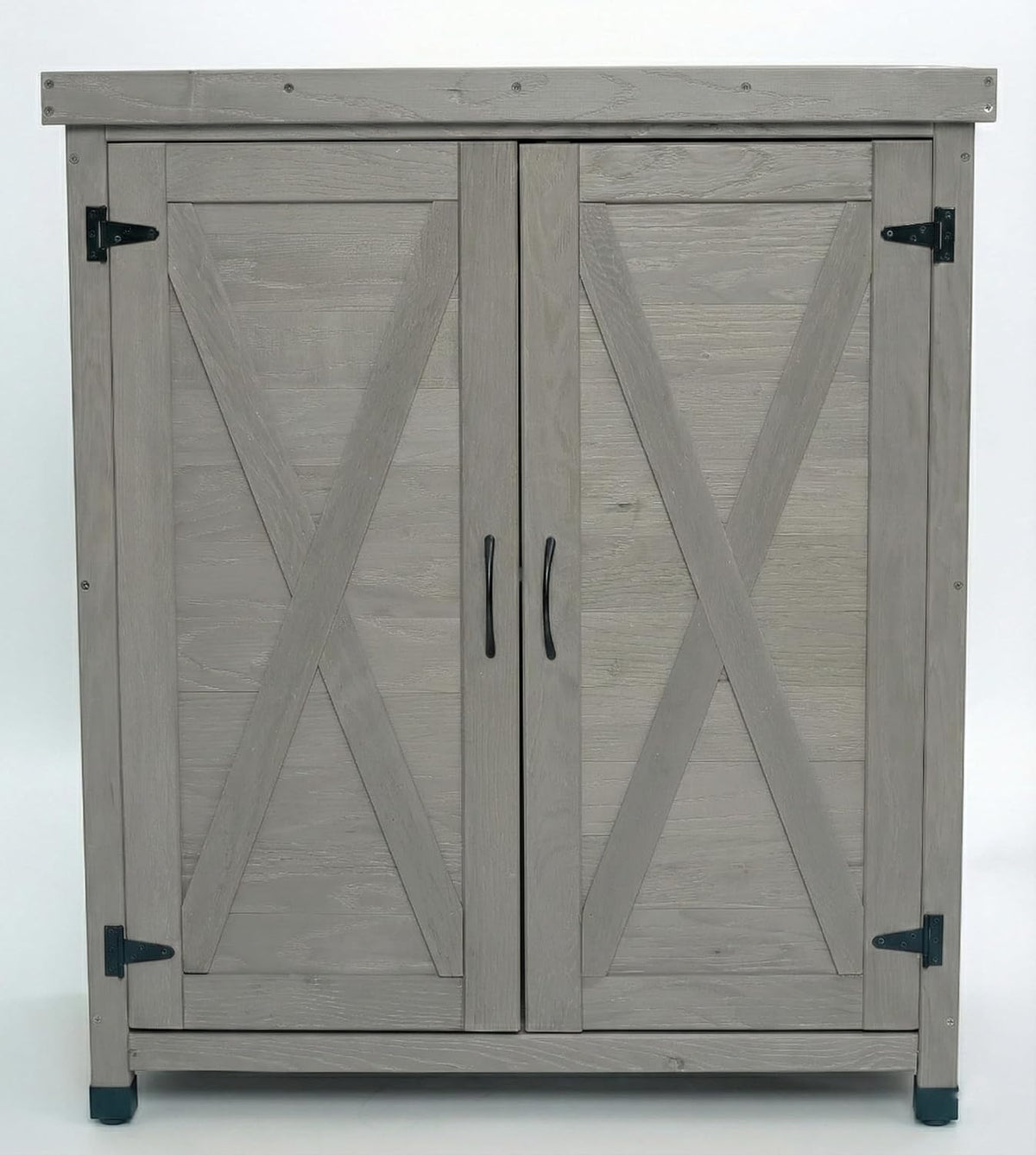 31" Weatherproof Small Storage Cabinet, Storage Cabinets with Water-Based Paint, Tool Cabinet with Magnetic Door for Patio & Garage, Gray