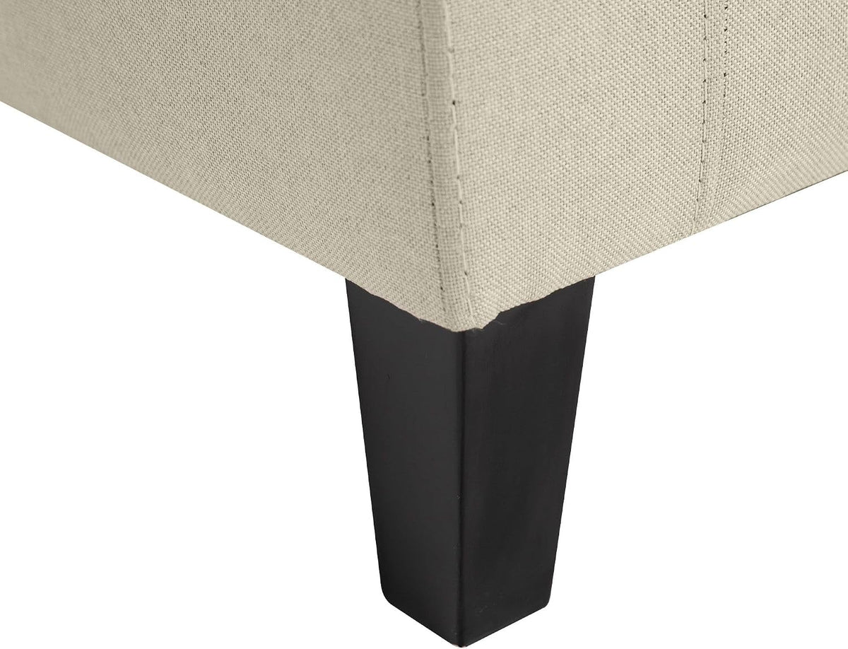 Classic Storage Ottoman with Linen Cover for Living Room