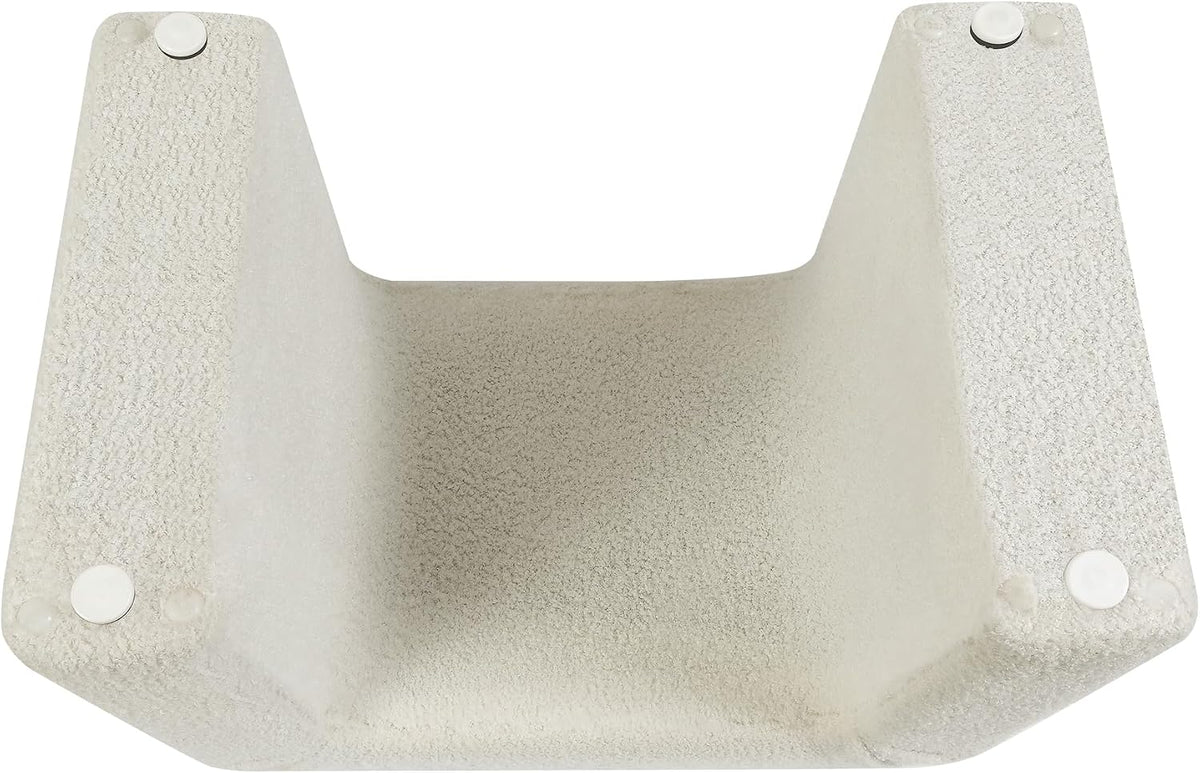 Modern Boucle Ottoman Footstool, 24" Arched Upholstered Vanity Stools for Makeup Room, Small Foot Rest for Entryway, Living Room, Bedroom (Fully Assembled),White