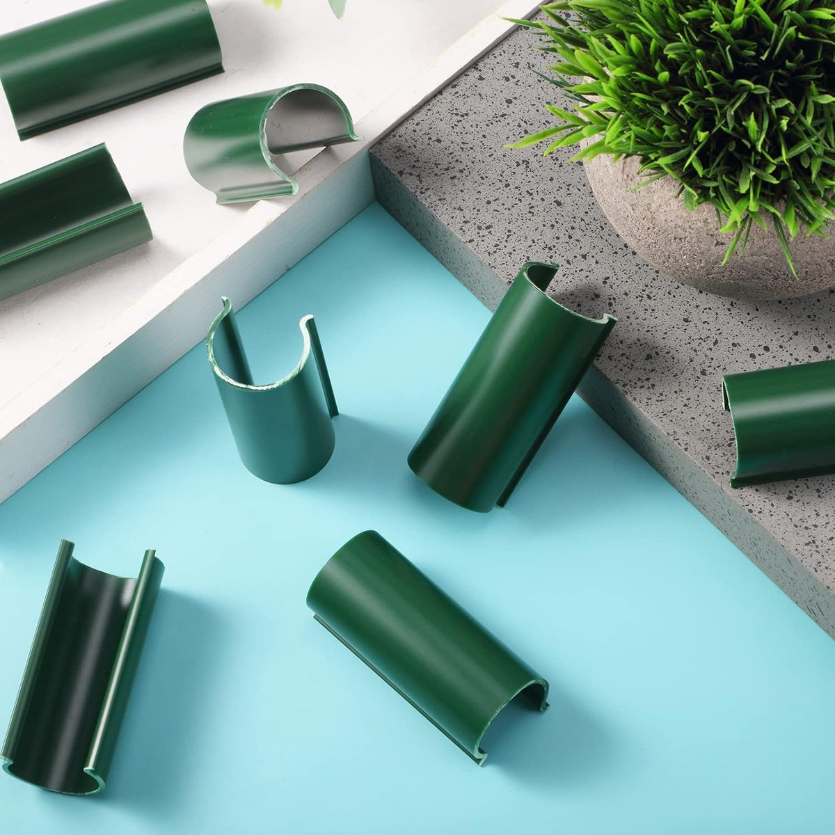 Jetec 32 Pcs PVC Pipe Clips Pool Cover Clamps for Above Ground Pool Greenhouses, Row Covers, Garden, Shelters, Bird Protection, 2.4 Inch Long(for 3/4 Inch PVC Pipe,Green)