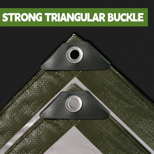 Green/Silver Heavy Duty Waterproof Tarp 5x7FT(2pack), 12mil Thick,Multifunctional tarp Whit Tear&Fade Resistant,UV Resistant,with Grommets and Reinforced Edges.
