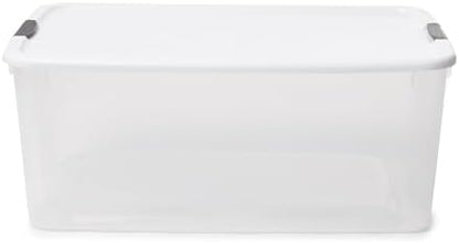 Sterilite Ultra Latch Box with Lids for Home and Office, 116 Quart, 8-Pack | Heavy-Duty and Stackable Plastic Containers with Latches for Closet, Cabinet, Bedroom, Bathroom and Dorm Room Organization