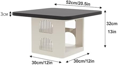 Black Floor Table with Storage - Heavy Duty Sofa Side Table, Low Accent End Table for Living Room & Balcony, Stylish & Functional Storage Solution