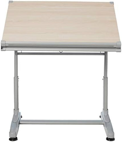 Stand Up Desk Store Adjustable Height and Angle Drafting Table Drawing Desk with Large Surface (Silver Frame/Birch Top, 40" W X 26" D)
