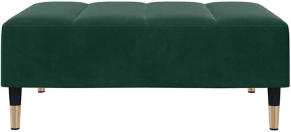 Dark Green Velvet Footstool, Stable Plywood Frame Footrest for Sofa or Recliner, Cozy and Compact Stool for Living Room