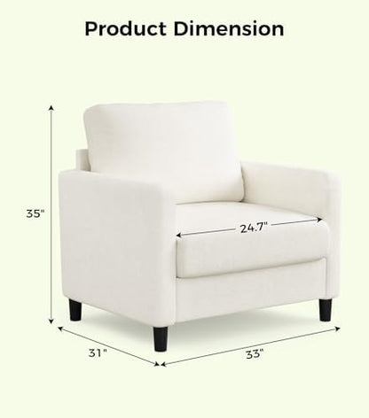 Welzona Sofa Accent Chair, 33" Reading Chair, Comfy Teddy Arm Chairs
