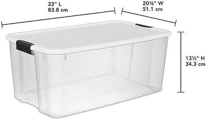 Sterilite Ultra Latch Box with Lids for Home and Office, 116 Quart, 8-Pack | Heavy-Duty and Stackable Plastic Containers with Latches for Closet, Cabinet, Bedroom, Bathroom and Dorm Room Organization
