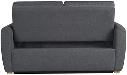 Serta Galway 66.5" Convertible Sleeper Loveseat, Full Size, Dreamcoil Comfort, FingerGuard Pinch Point Protection, Boucle Fabric, Charcoal