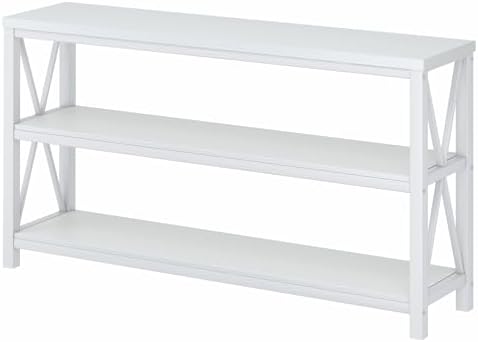 FATORRI Console Table for Entryway, Long Sofa Table with 3 Tier Shelves, Modern White Hallway Tables for Living Room (55 Inch, White Oak)