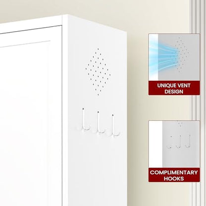 AQY Metal Pantry Cabinet, 72" White Kitchen Storage Cabinet with Doors