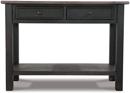 Signature Design by Ashley Tyler Creek Farmhouse Console Table, 2 Drawers | Behind couch table, Solid and engineered wood and veneers, 22-inch deep display shelf, Farmhouse sofa table
