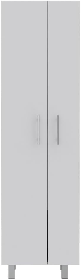 9-Shelf 2-Door Kitchen Island and Pantry Set in White and Light Oak | Combines 9 shelves and 2 doors for expanded storage capacity