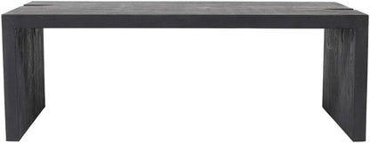 Pemberly Row 3-Piece Cocktail Table Set, Reclaimed Solid Wood, Ebony Gray Finish, Includes 1 Coffee Table and 2 End Tables, Mid-Century Modern Style, Unique Carvings for Living Room Decor