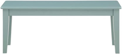 Pemberly Row Wood Colorado Dining Bench, 44 in, Rubberwood Construction, Aspen Valley Light Blue Finish, Tapered Legs, 600 lbs Capacity, Shaker Style Seating for Dining Room or Window Nook Use