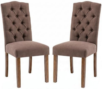 Tufted Dining Chair Fabric Button Upholstered Modern Kitchen Diner Set of 2 | Sturdy Wood Legs, Button High Back Side Chair, Living Room Restaurant Farmhouse Cafe, Mid Century Parsons Accent Stylish