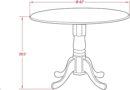 East West Furniture DMT-ABC-TP Dublin Kitchen Dining Table - a Round Wooden Table Top with Dropleaf & Pedestal Base, 42x42 Inch, Wirebrushed Buttercream | Kitchen