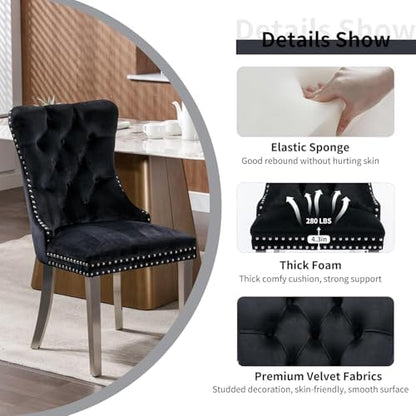 Mid Century Modern Glass Dining Table Set for 6 with Bench, 63'' Large Luxury Clear Rectangular Glass Top Dinner Room Set, 6 PCS Retro Furniture Kitchen Set, Black High-end Tufted Chairs