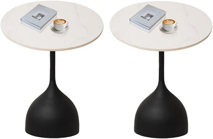 Side Table with Marble Top Metal End Table Modern Sofa Side End Table Outdoor Coffee Round Side Desk for Couch Living Room Bedroom New