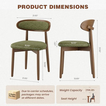 Dining Chairs Set of 6, Upholstered Dining Room Chairs with Solid Wood Legs