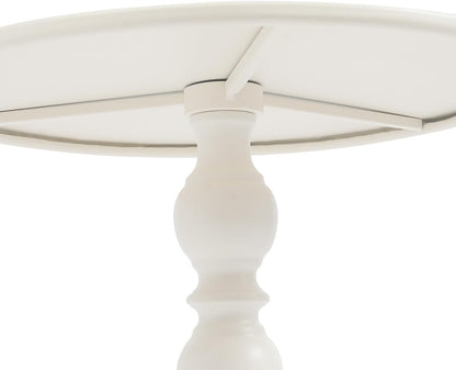Pedestal Metal Round Side Table Round Small Accent Table Multifunctional Vintage Coffee Table for Living Room, Bedroom, Office, bar and Patio (White)