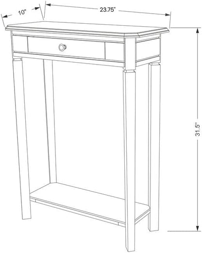 East at Main Marnie Blue Narrow Console Table for Entryway with Drawer | 23.75-inch slim hallway table with lower shelf, powder blue and natural wood finish, coastal furniture for small spaces