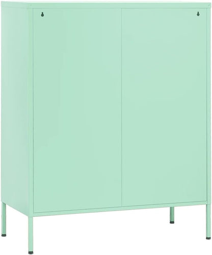 Mint Steel Storage Cabinet 13.8" W x 31.5" L x 40" H, Adjustable Shelves 198 lb Load, Slim Metal Cupboard for Bathroom, Pantry, Living Room & Kitchen, Small Space Organizer