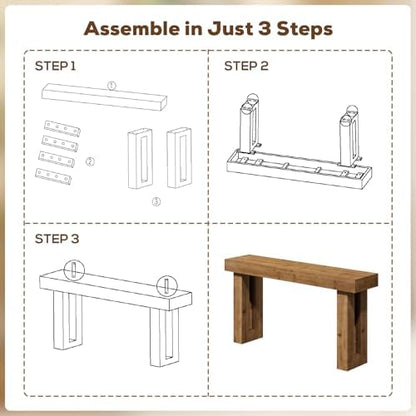 HOKYHOKY Solid Wood Entryway Table, 59-Inch Long Farmhouse Console Tables | Rectangular Behind Couch Table, Wooden Sofa Tables, Hallway, Entrance, Foyer, Living Room
