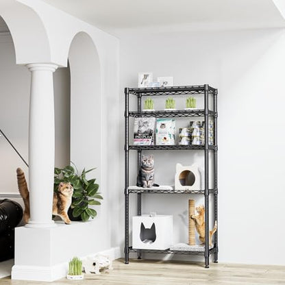 M MZG 1250 lbs 5 Tier Shelf Metal Storage Shelves Shelving Wire Rack Heavy Duty Closet Organizers for Garage Kitchen Bathroom Laundry Black 13.8" D x 29.5" W x 59.5" H