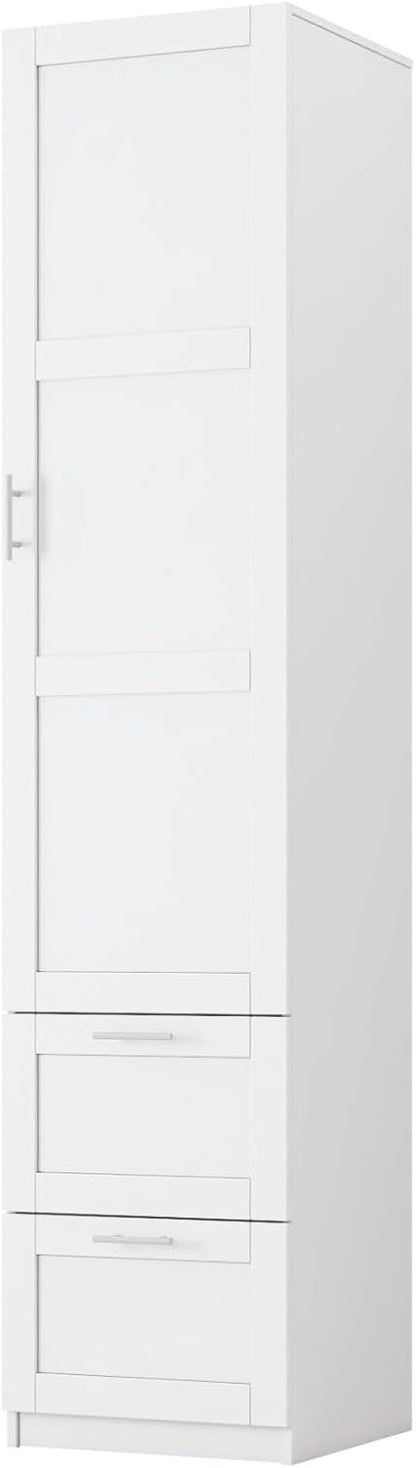 KEIKI Kitchen Pantry Storage Cabinet with Multi-Tier Shelf & Drawers, Spice Rack Next to Fridge, Freestanding Wood Cabinet Hutch Food Pantries Cupboard for Dining Room, Narrow Spaces