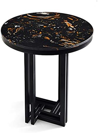Telephone Table, Marble Sofa Side Table Nordic Luxury Round Coffee Table Telephone Table Bedroom Bedside Table Leisure Table 5062CM,Silver
