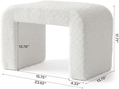 Tribesigns Vanity Stool Chair, Large Foot Stool Ottoman, Modern Foot Rest for Couch, Shoe Bench for Entryway, End of Bed Bench for Bedroom, Extra Seating for Living Room, Fully Assembly, White