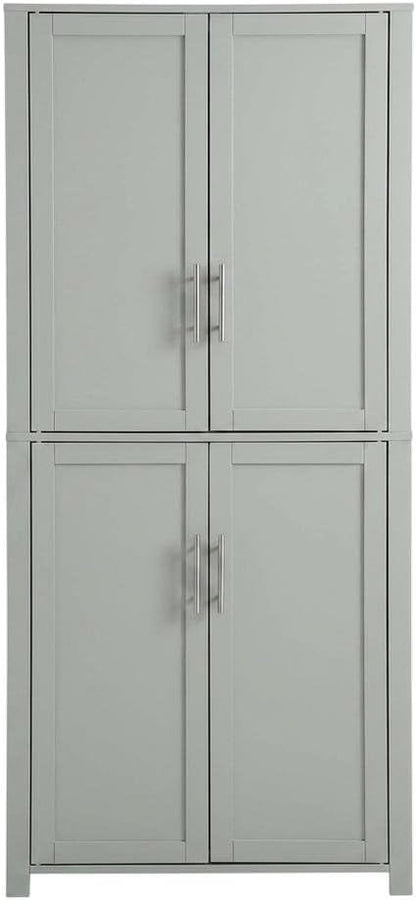 Furnifact Gray Tall Kitchen Storage Pantry, MDF Birch Veneer, Adjustable Shelves, Freestanding Pantry Cabinet for Kitchen Dining