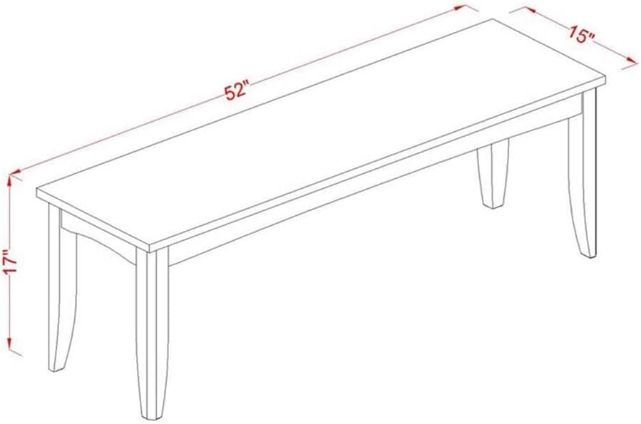 East West Furniture PFB-CAP-W Parfait Dining Table Bench with Wooden Seat, 52x15x17 Inch, Cappuccino