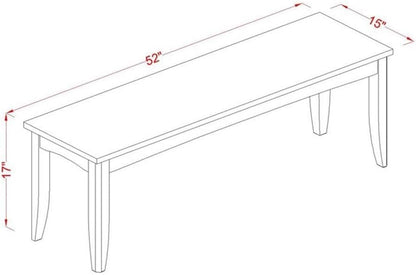 East West Furniture PFB-CAP-W Parfait Dining Table Bench with Wooden Seat, 52x15x17 Inch, Cappuccino