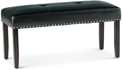 Steve Silver Westby Black PU Dining Bench w/Nailhead, Upholstered in Easy-Care Black Polyurethane, 42" L x 17" W x 19" H