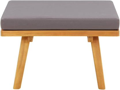 vidaXL Patio Footstool, Coffee Table Outdoor Footstool, Modular Seat with Tea Table, Outdoor Furniture Set for Garden, Rustic, Solid Acacia Wood