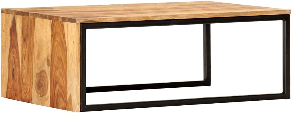 Nesting Tables 2 pcs Solid Acacia Wood | Powder Coated Steel Frame, Stackable Design, Easy Assembly, Vintage Style for Living Room