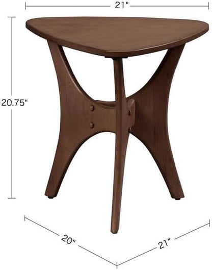Starlight Canyon Home Solid Wood Mid Century Modern Side Table, Triangle Side Table with Rich Pecan Finish, Elegant Accent for Living Room Décor