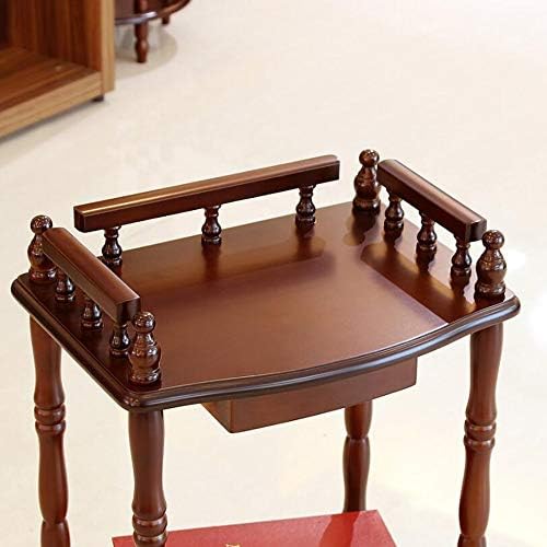 Telephone Table, American Solid Wood Telephone Table,Vintage European Plant Stand,Roman Column Table,Storage Side End Table,Sofa Side Table (Color:Brown red,Size:15.3511.