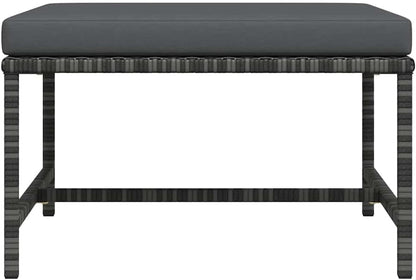 Sectional Patio Footrest, Outdoor Modular Ottoman Footstool with Thick Cushion, Gray PE Rattan Garden Lounge Furniture, Weather-Resistant Steel Frame Seat for Backyard Deck Poolside