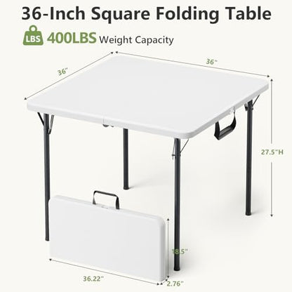 Folding Table and Chairs Set for 4, 36 Inch Foldable Card Table with Carrying Handle & 4 PU Leather Padded Folding Chairs, Portable Indoor Outdoor Dining Table Set for Picnic, Camping, RV, Game Night