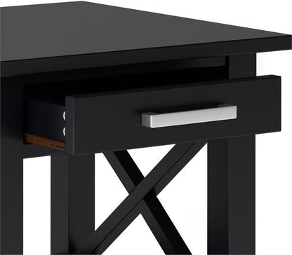 Pemberly Row Solid Wood End Table with Storage, Black Finish, 20.5" W x 20.5" D x 20" H, One Drawer and Shelf, Square Contemporary Design, Living Room or Bedroom Side Table